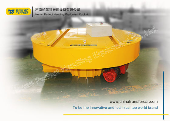 Industrial transfer cars run on a turntable to achieve 90 degree rotation